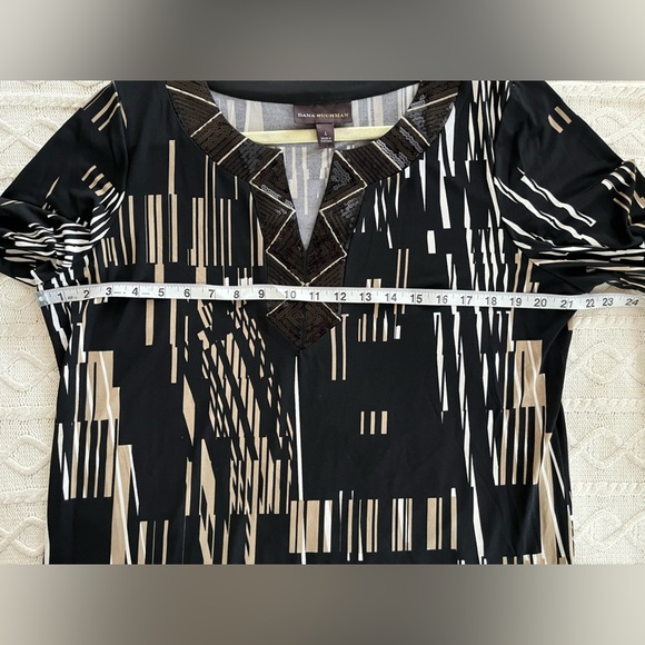 Dana Buchman Elegant Mixed Black Sequin Neckline 3/4 Sleeve Women’s Size Large - Picture 16 of 16